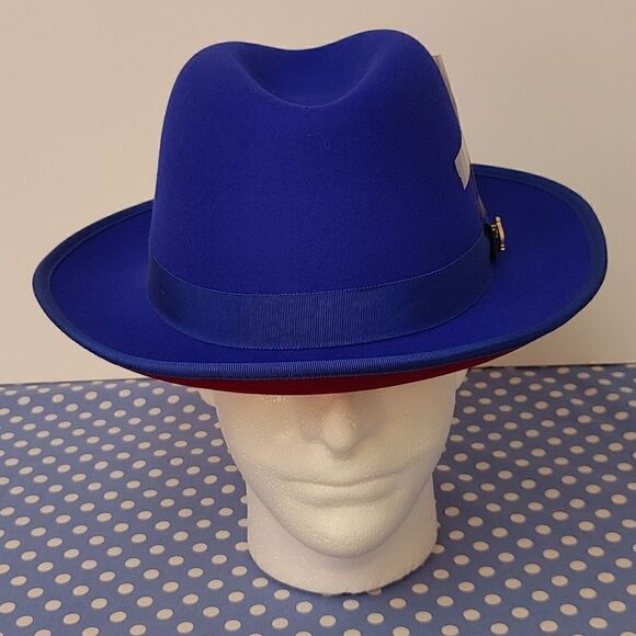 MEN'S MONTIQUE 2 3/4" BRIM TWO TONE BOTTOM 100% WOOL FELT FEDORA HAT. H84 - Picture 1 of 8